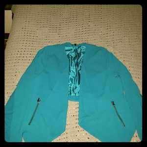 Teal cropped blazer